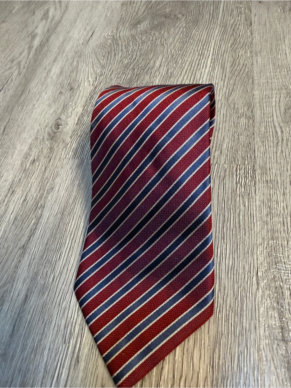 Men's Fabio Ferretti Silk Blue  Red Stripe Repp Necktie Tie Italy 60"x4.00"